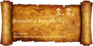 Kornfeld Kornél névjegykártya